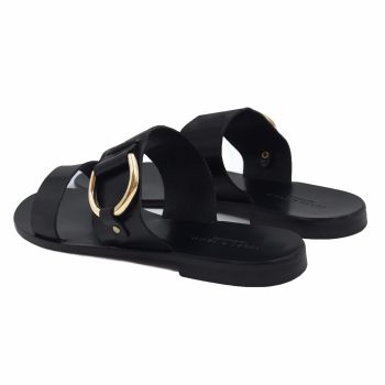 vue arriere sandales plates boucle cuir noir jules & jenn