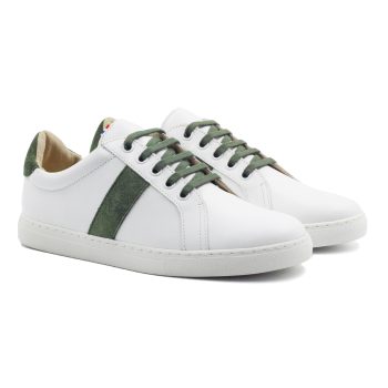 baskets made in France cuir blanc kaki jules & jenn