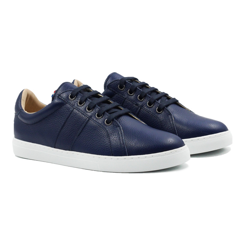 baskets made in france cuir graine bleu jules & jenn
