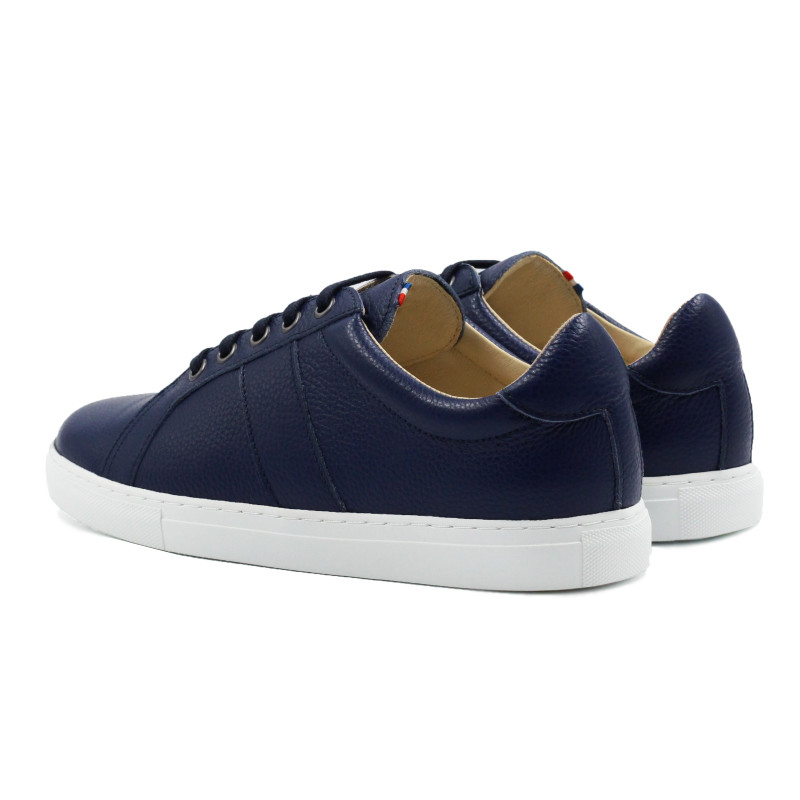 vue arriere baskets made in france cuir graine bleu jules & jenn