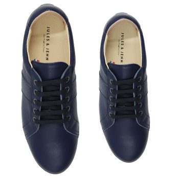 vue dessus baskets made in france cuir graine bleu jules & jenn