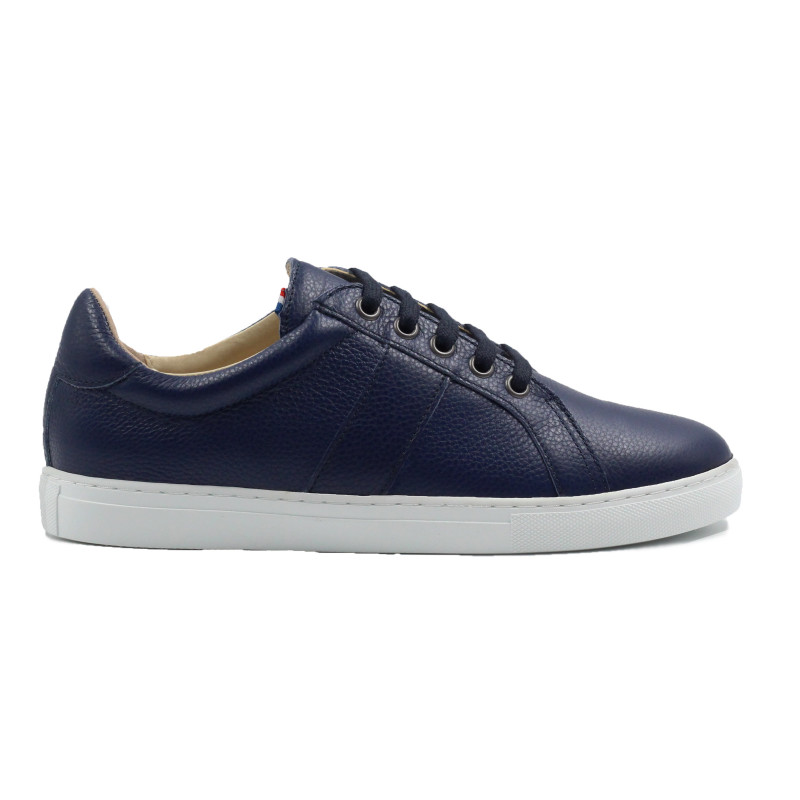 vue exterieur baskets made in france cuir graine bleu jules & jenn