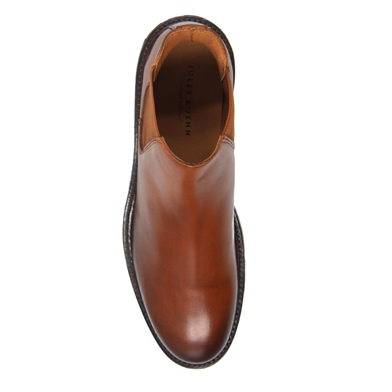 vue dessus chelsea boots basses cuir cognac jules & jenn