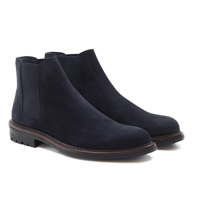 chelsea boots basses cuir nubuck bleu jules & jenn