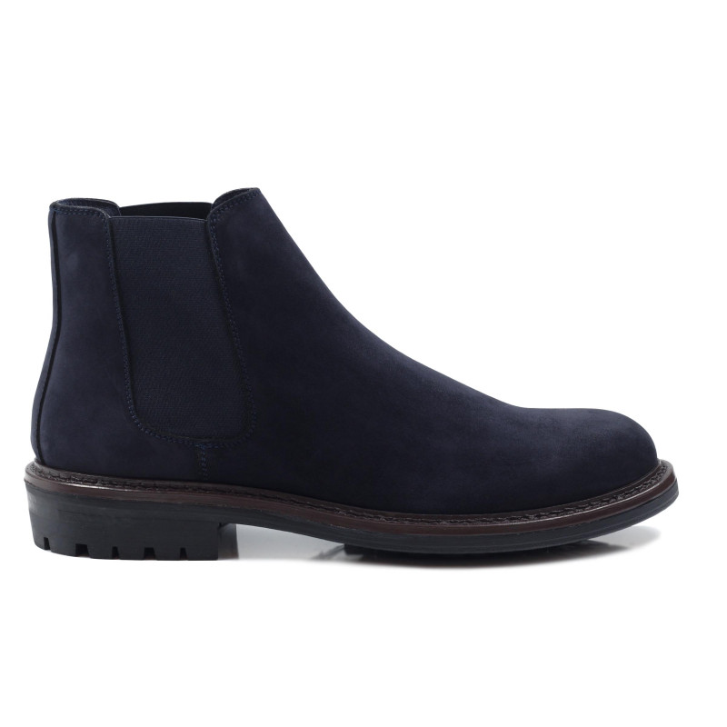 vue exterieur chelsea boots basses cuir nubuck bleu jules & jenn