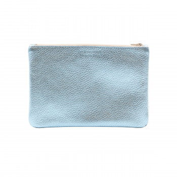 vue arriere pochette cuir graine metallise bleu jules & jenn