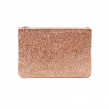 pochette cuir graine metallise rose jules & jenn