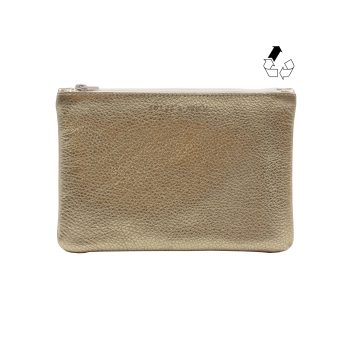 pochette cuir upcycle graine metallise dore jules & jenn