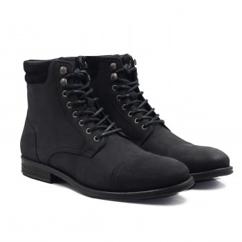 vue de face de la rangers boots à col cuir nubuck noir jules & jenn