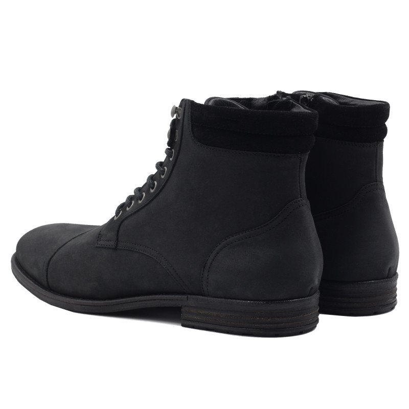 vue arrière de la rangers boots à col cuir nubuck noir jules & jenn