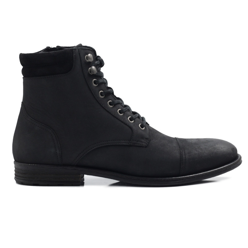 vue extérieure rangers boots à col cuir nubuck noir jules & jenn