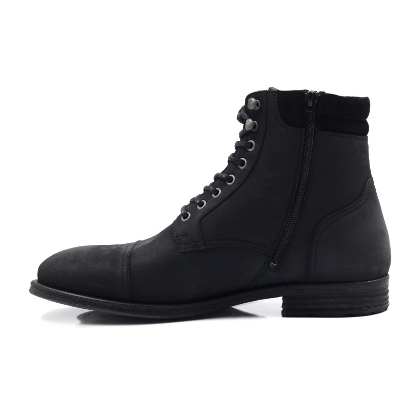 vue intérieure rangers boots à col cuir nubuck noir jules & jenn