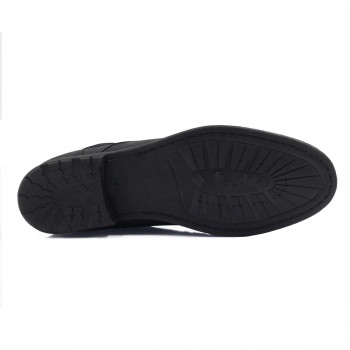vue dessous rangers boots à col cuir nubuck noir jules & jenn