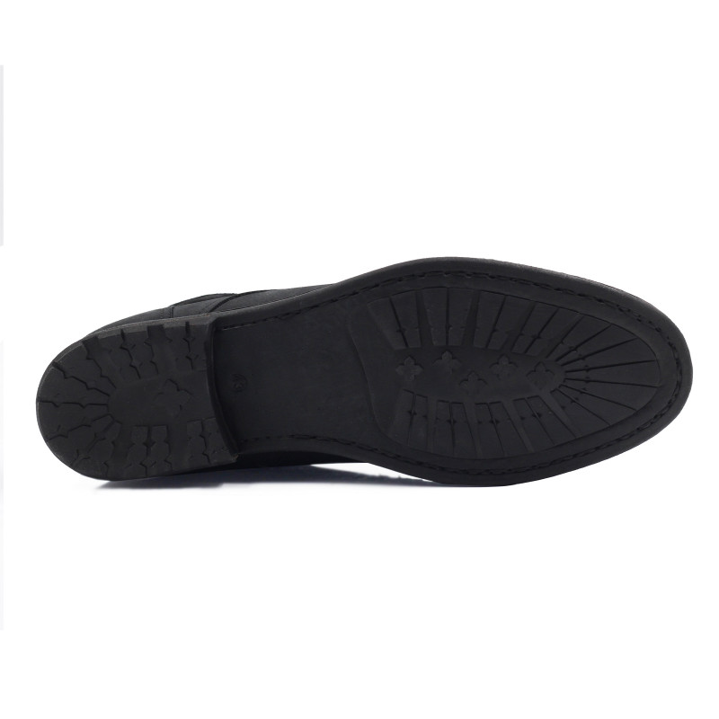 vue dessous rangers boots à col cuir nubuck noir jules & jenn
