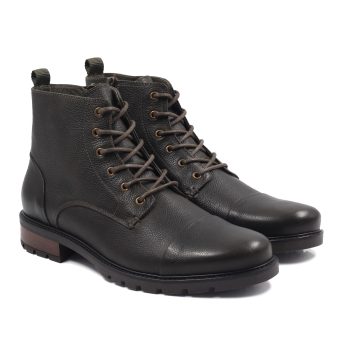 vue face ranger boots cuir graine kaki jules jenn