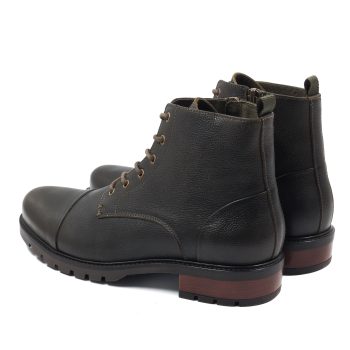 vue arriere ranger boots cuir graine kaki jules jenn