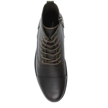 vue dessus ranger boots cuir graine kaki jules jenn