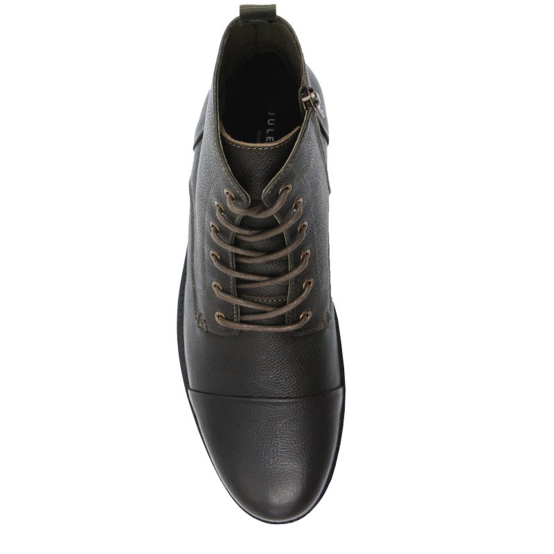 vue dessus ranger boots cuir graine kaki jules jenn
