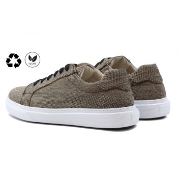 vue arriere baskets homme toile recyclee beige noir jules & jenn