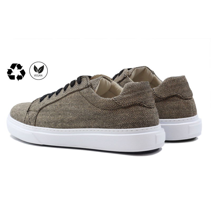 vue arriere baskets homme toile recyclee beige noir jules & jenn
