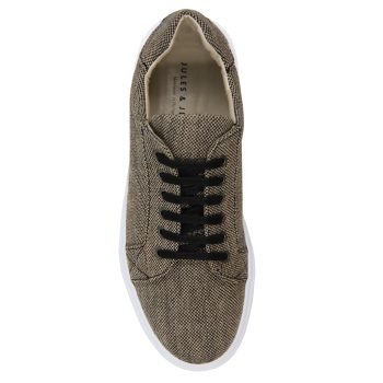 vue dessus baskets homme toile recyclee beige noir jules & jenn