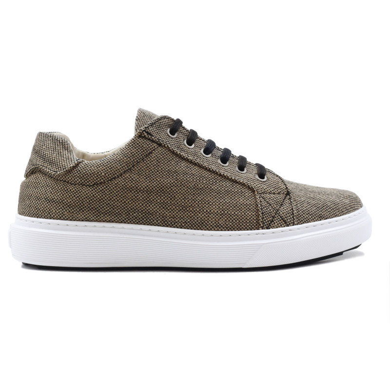 vue exterieur baskets homme toile recyclee beige noir jules & jenn