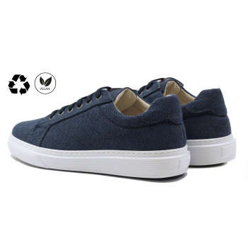 vue arriere baskets homme toile recyclee beige noir jules & jenn