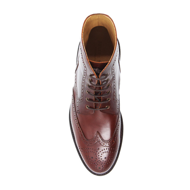 vue dessus boots cousu goodyear cuir cognac jules & jenn
