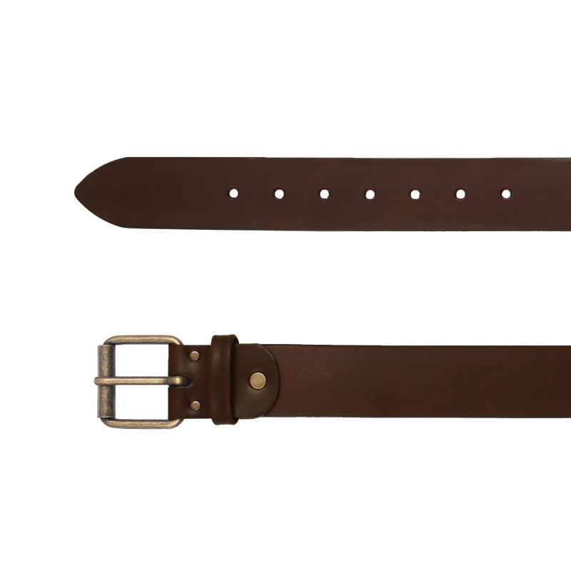 vue dessus ceinture week-end cuir marron jules & jenn