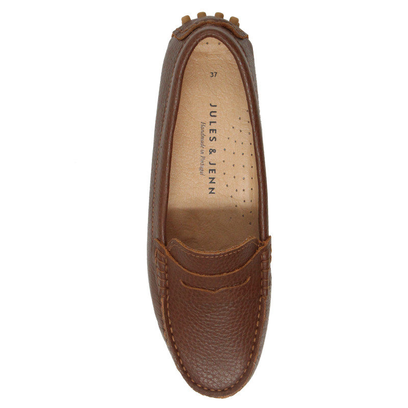 vue dessus mocassins cuir graine marron jules & jenn