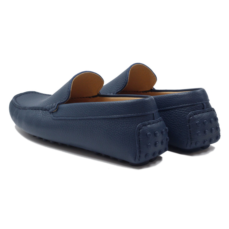 vue arriere mocassins homme cuir graine bleu jules & jenn