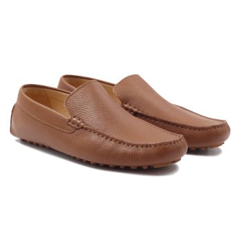 mocassins homme cuir graine cognac