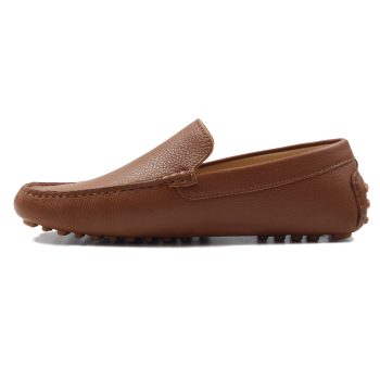vue interieur mocassins homme cuir graine cognac