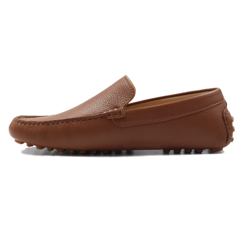 vue interieur mocassins homme cuir graine cognac