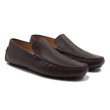 mocassins homme cuir graine marron