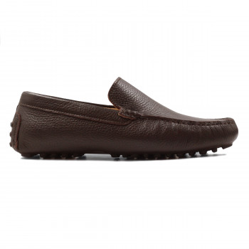vue exterieur mocassins homme cuir graine marron
