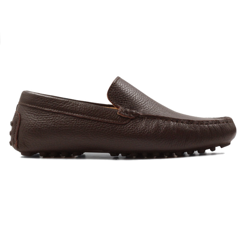 vue exterieur mocassins homme cuir graine marron