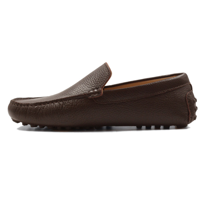 vue interieur mocassins homme cuir graine marron
