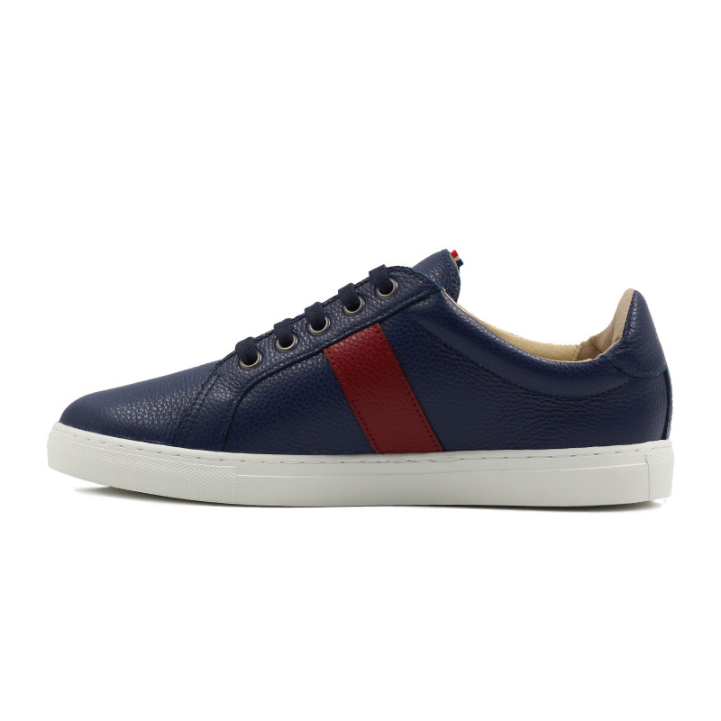 vue interieur baskets made in france cuir graine bleu rouge jules & jenn