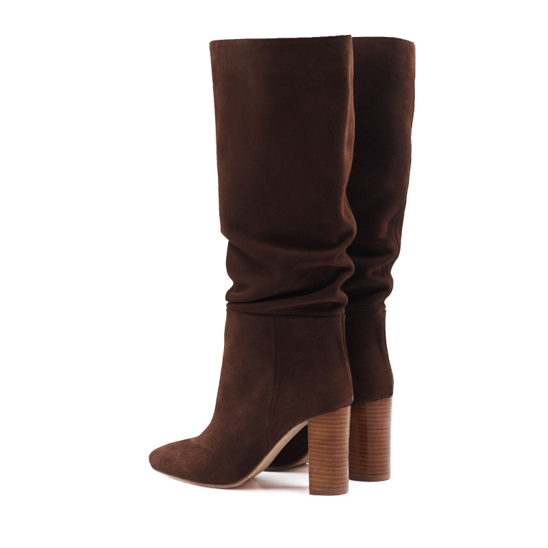 vue arriere bottes drapees cuir daim marron jules & jenn