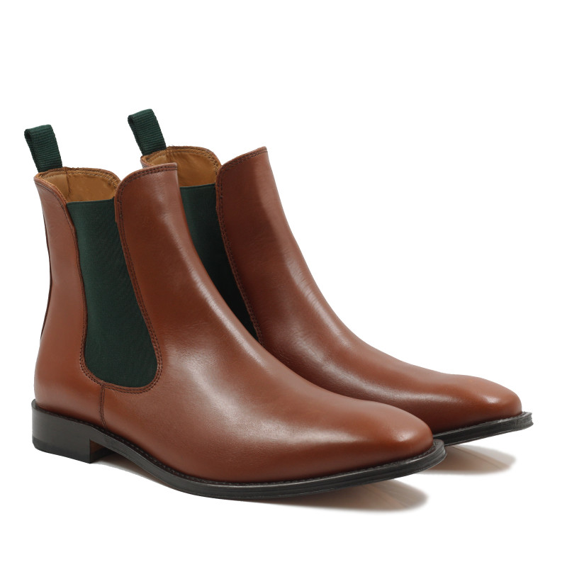 chelsea boots cuir cognac vert jules & jenn