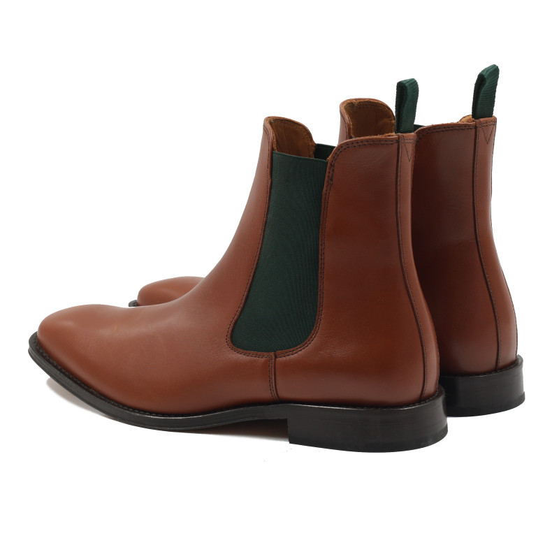 vue arriere chelsea boots cuir cognac vert jules & jenn