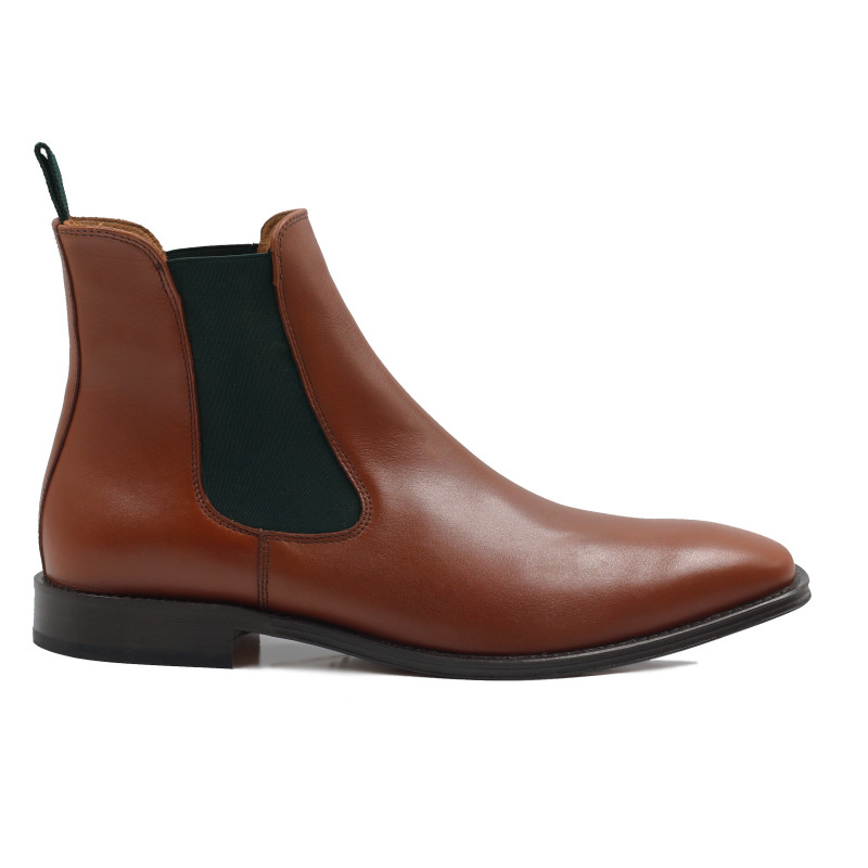 vue exterieur chelsea boots cuir cognac vert jules & jenn