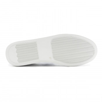 vue dessous baskets made in france cuir blanc & argente jules & jenn