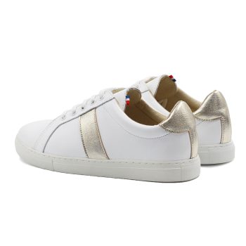 vue arriere baskets made in france cuir blanc & dore jules & jenn