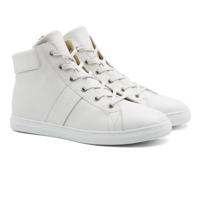 baskets montantes made in france cuir graine blanc jules & jenn
