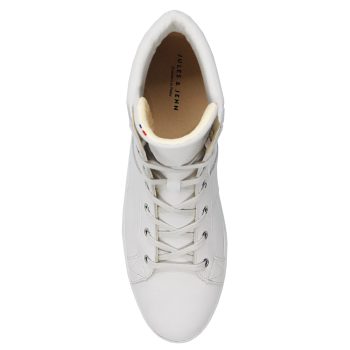 vue dessus baskets montantes made in france cuir graine blanc jules & jenn