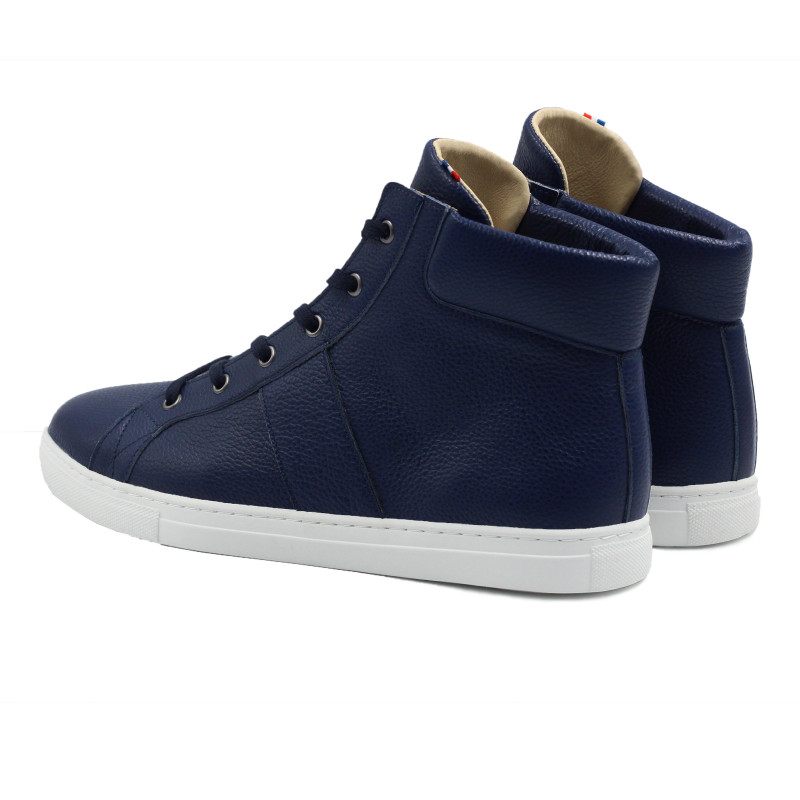 vue arriere baskets montantes made in france cuir graine bleu jules & jenn