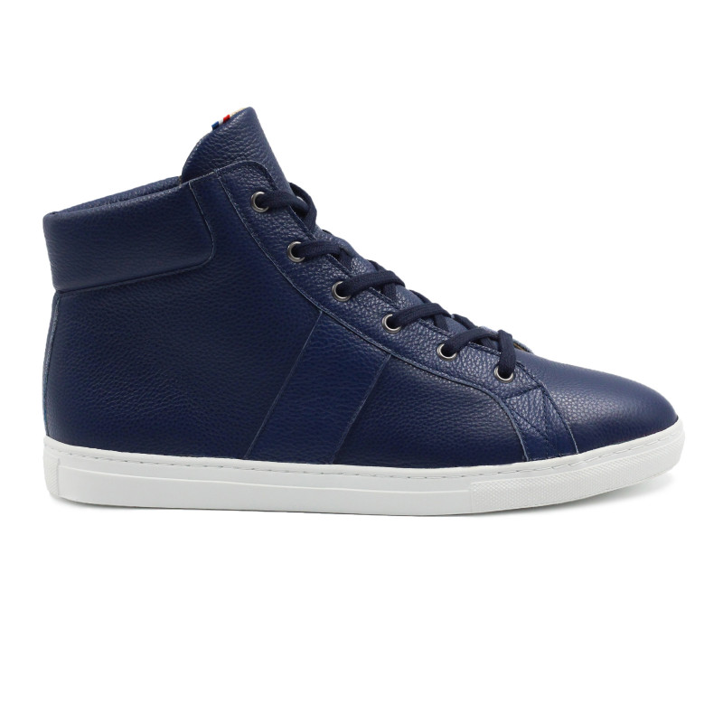 vue exterieur baskets montantes made in france cuir graine bleu jules & jenn