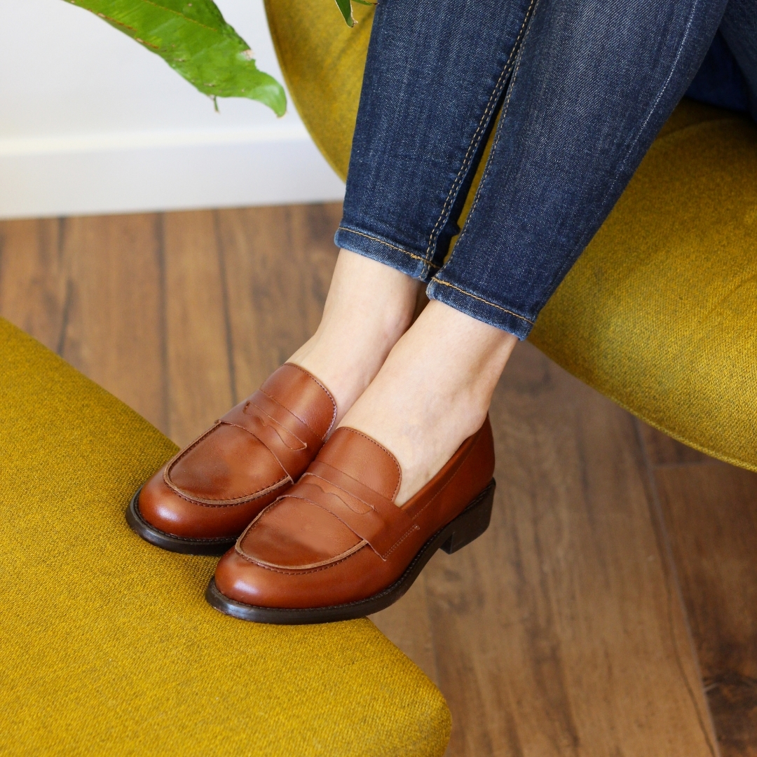 mocassins cuir camel femme jules & jenn
